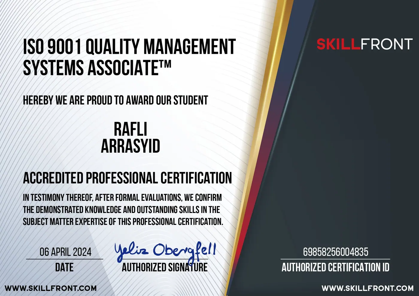 ISO 9001 Certificate
